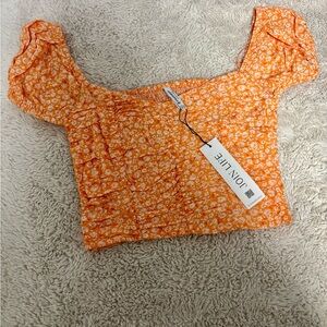 NWT Stradivarius Orange Floral Women's Top